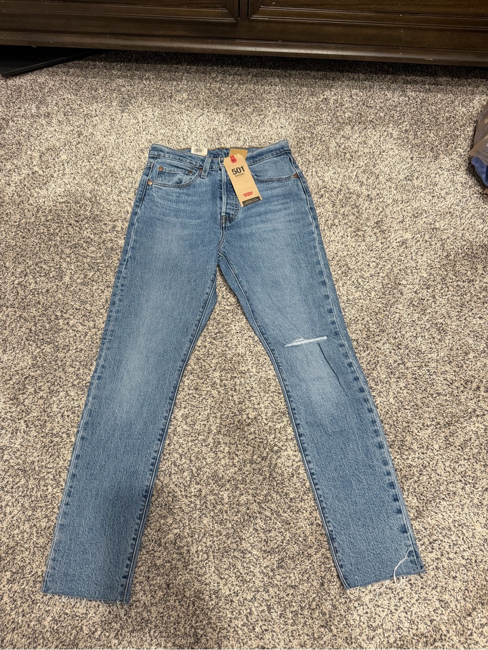 Levi's Women's 501 Skinny Stretch High Rise Med Wash Blue Denim Jeans Sz 26x28